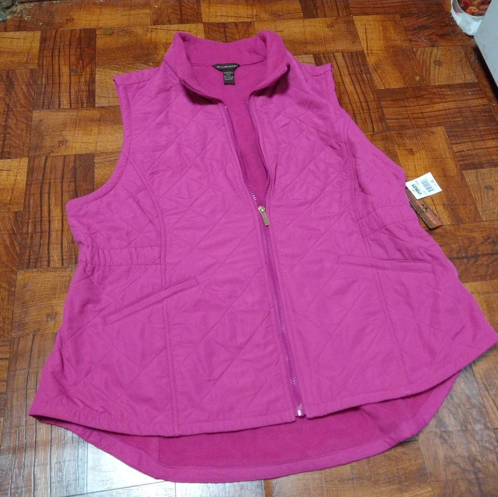 Bit & Bridle Full Zip Purple Pink Vest Pockets NWT Women's Large